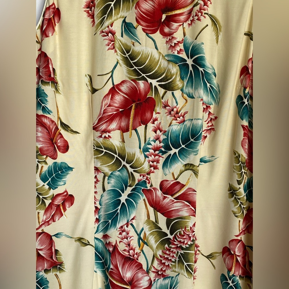 YOUNG HAWAII Sears Cream Tropical Maxi Dress with Red & Teal Floral Print - Picture 4 of 16